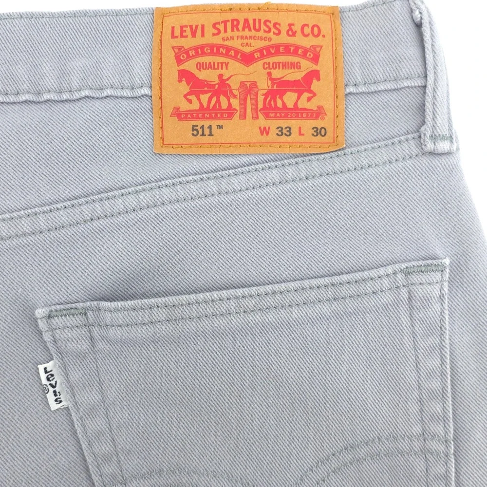 Levi's Mens Jeans 511 Slim Fit 33x30 Light Grey Modern Stretch‎ Denim
